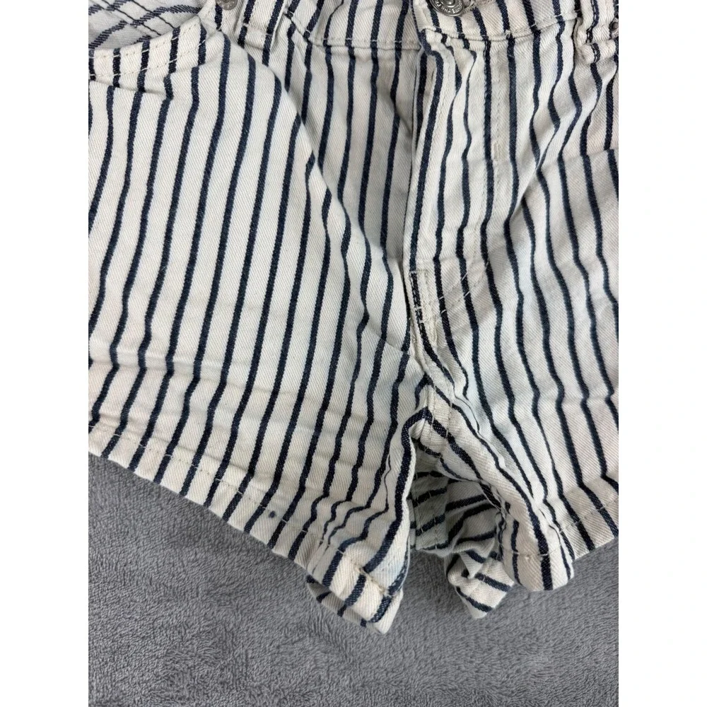 Free People We The Free Railroad Striped Denim High Rise Mini Shorts 26 Coastal